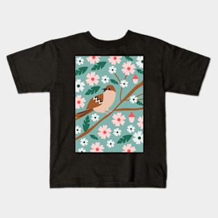 Cute sparrow in spring Kids T-Shirt